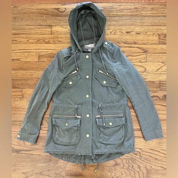 Forever 21 Love 21 Brown Utility Hooded Snap Front Anorak Jacket Women’s Size XS - Picture 1 of 11